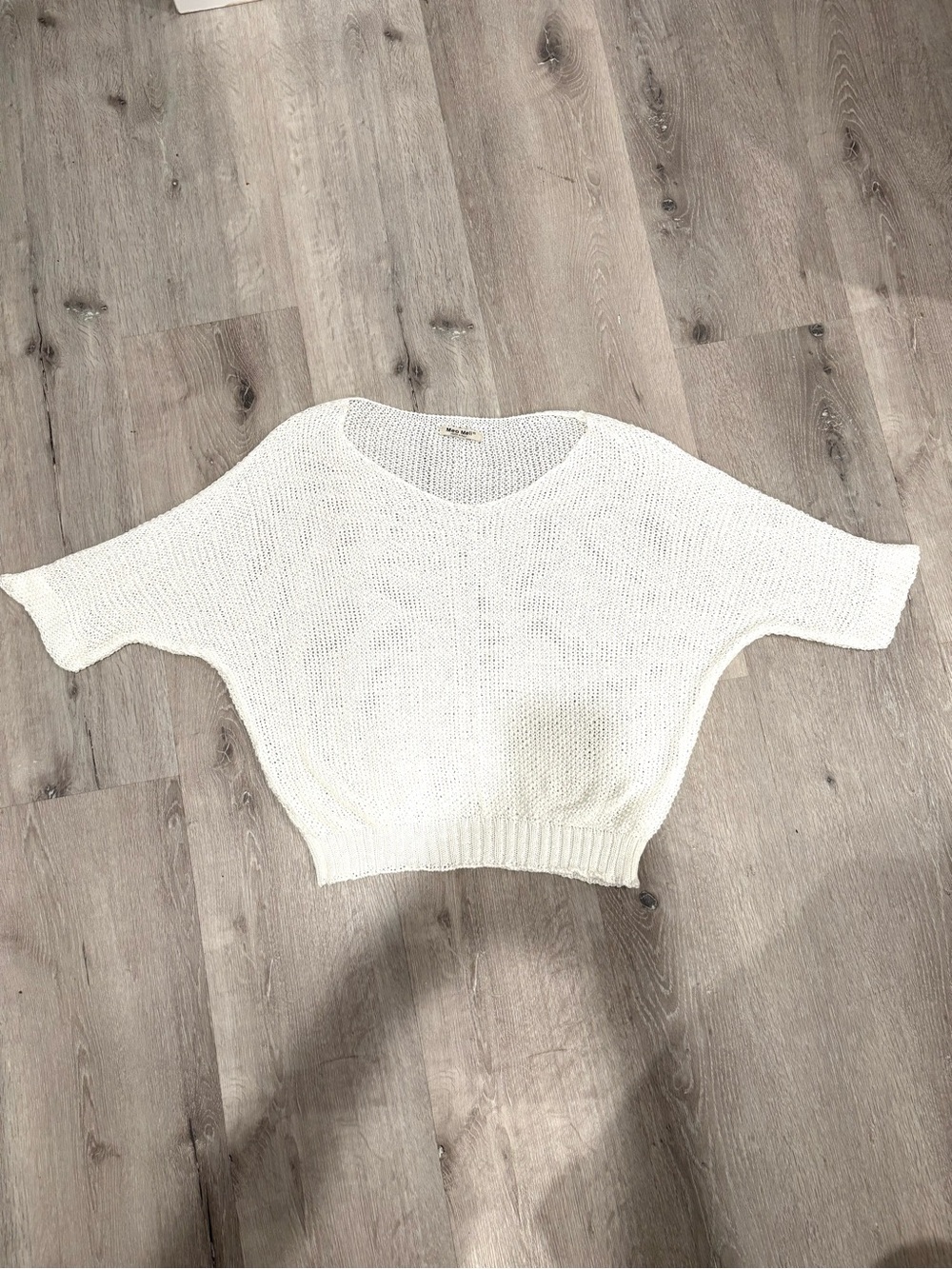 Cropped Bright White Scoop Neck Knit Sweater